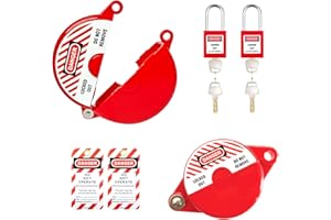 BULANGDI 2 Pack Gate Valve Lockout Device with 2pcs Safety lock and Tag-Red Outdoor Faucet Lock with High Temperature Resistant,Water Spigot Lock Works for 1 to 2-1/2 in Dia Hose Bib,Spigot,Gas Valves