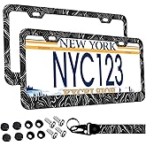 2-Pack Topographic Map License Plate Frames for Women Man, 2 Holes Topography Map Aluminum License Plate Holder,Exploration | Discovery License Plate Cover fits with Keychain Wrist Lanyard