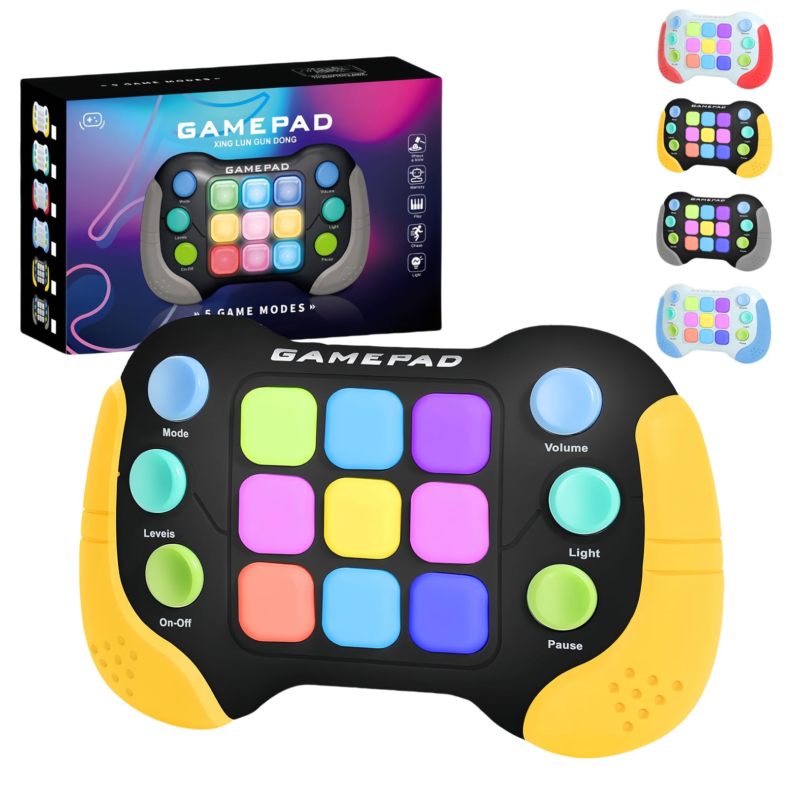 Light Up Pop it Game Quick Push Bubble Game,Yellow Puzzle Pop Games Fidget Toys,Electric Poppet Game,Speed Push Game Machine Popping Game for Kids Boys Girls 5 6 7 8 9 Year Old Christmas Birthday Gift — image 1