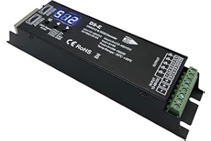 5 Channel DMX Decoder with RDM Digital Display,DMX512 Dimmer Driver PWM RGBCCT LED Controller for RGBWW RGBW or 5group White 