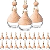 BBTO 50 Pcs Hanging Car Air Freshener Car Diffuser Bottles Empty Glass Perfume Bottle Freshener Diffuser Bottle Pendant for Essential Oil Fragrance Aromatherapy Bottle Ornament(Water Drop)