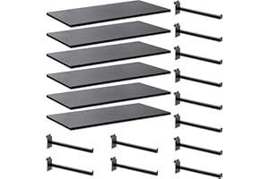 WETOECOTEC Wood Slatwall Shelves, Slat Wall Shelf Slatwall Acccessory for Garage, Home Improvement, Retail Display (6, 24''x12'')