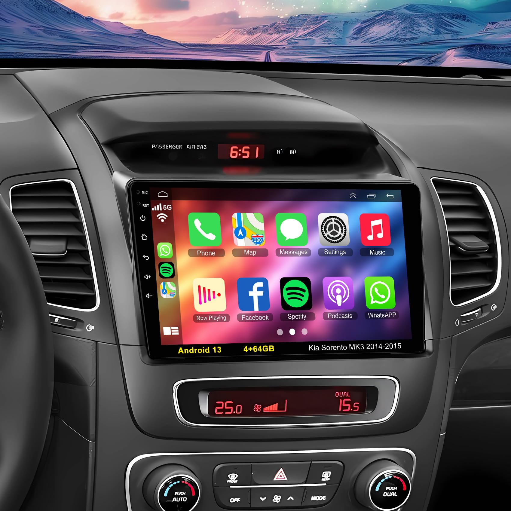 Photo 1 of [4G+64G] Android 13 Car Radio for Kia Sorento MK3 2014 2015, Wireless Carplay Android Auto, 9 inch IPS Touch Screen Stereo with GPS, Bluetooth, WiFi, FM Radio+ AHD Backup Camera+MIC