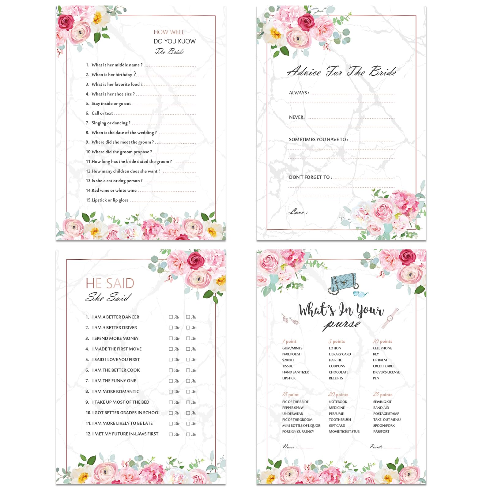 Party Q&A Game Card 20pcs Hen Party Games Advice for The Bride to Be Hen Night Party Do Card Games Hen Party Card Games for Hen Party Accessories Bachelorette Party Accessories