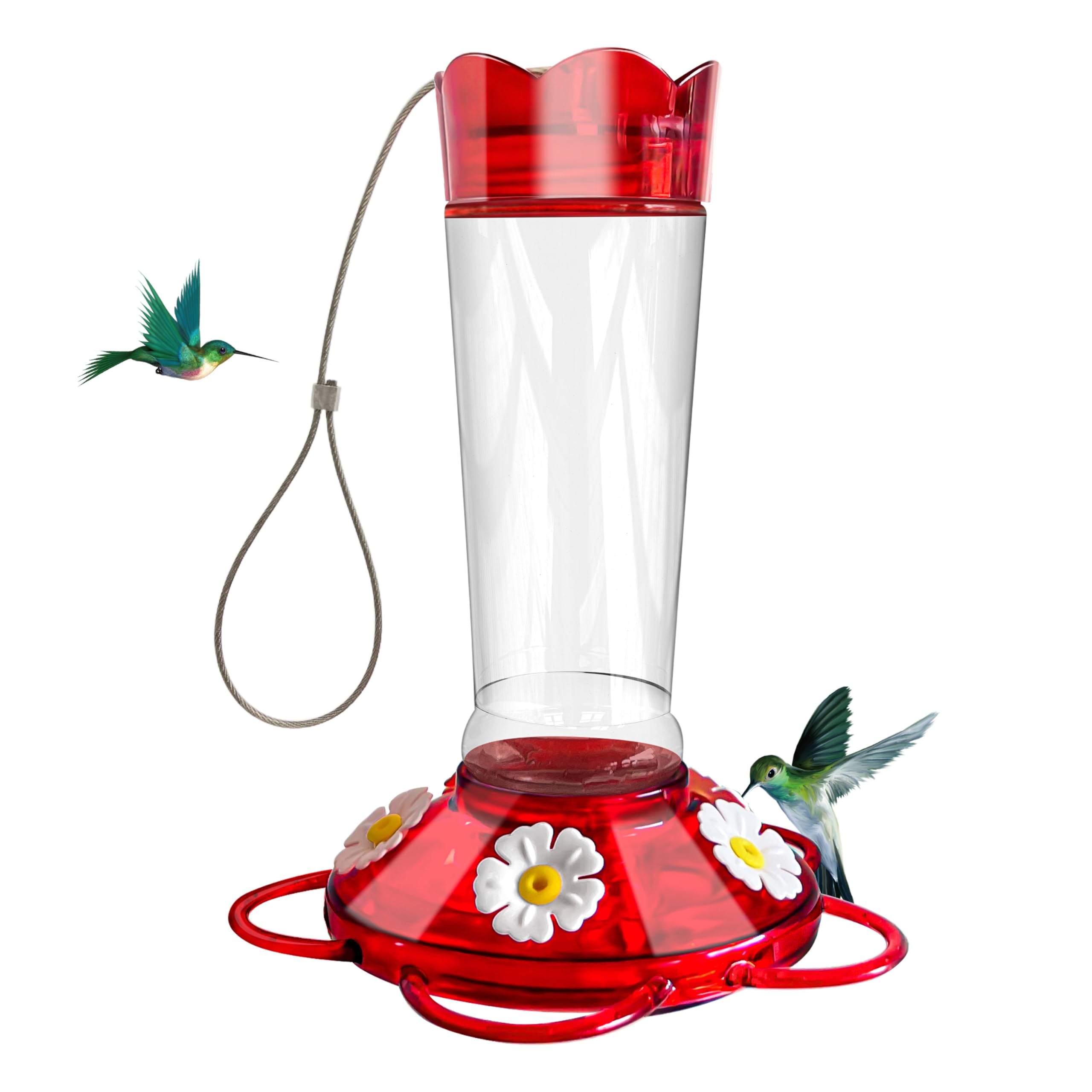 Photo 1 of Crinature Glass Hummingbird Feeders for Outdoors,Outdoor Hummingbird Feeder Made from Glass with Built-in Ant Moat and Bee Proof for Backyard,5 Feeding Ports,Red(10 Ounces)