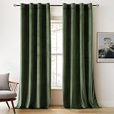 Woaboy Velvet Curtains Olive Green 46 x 90 Two Panels Room Darkening