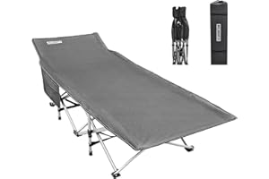 WILDROOTS Foldable Camping Cots for Adults, Portable Folding Bed, Sleeping Cots, 550lbs Heavy Duty Sleeping Cot Bed, Travel, Room, Office, Home Nap, Dark Green