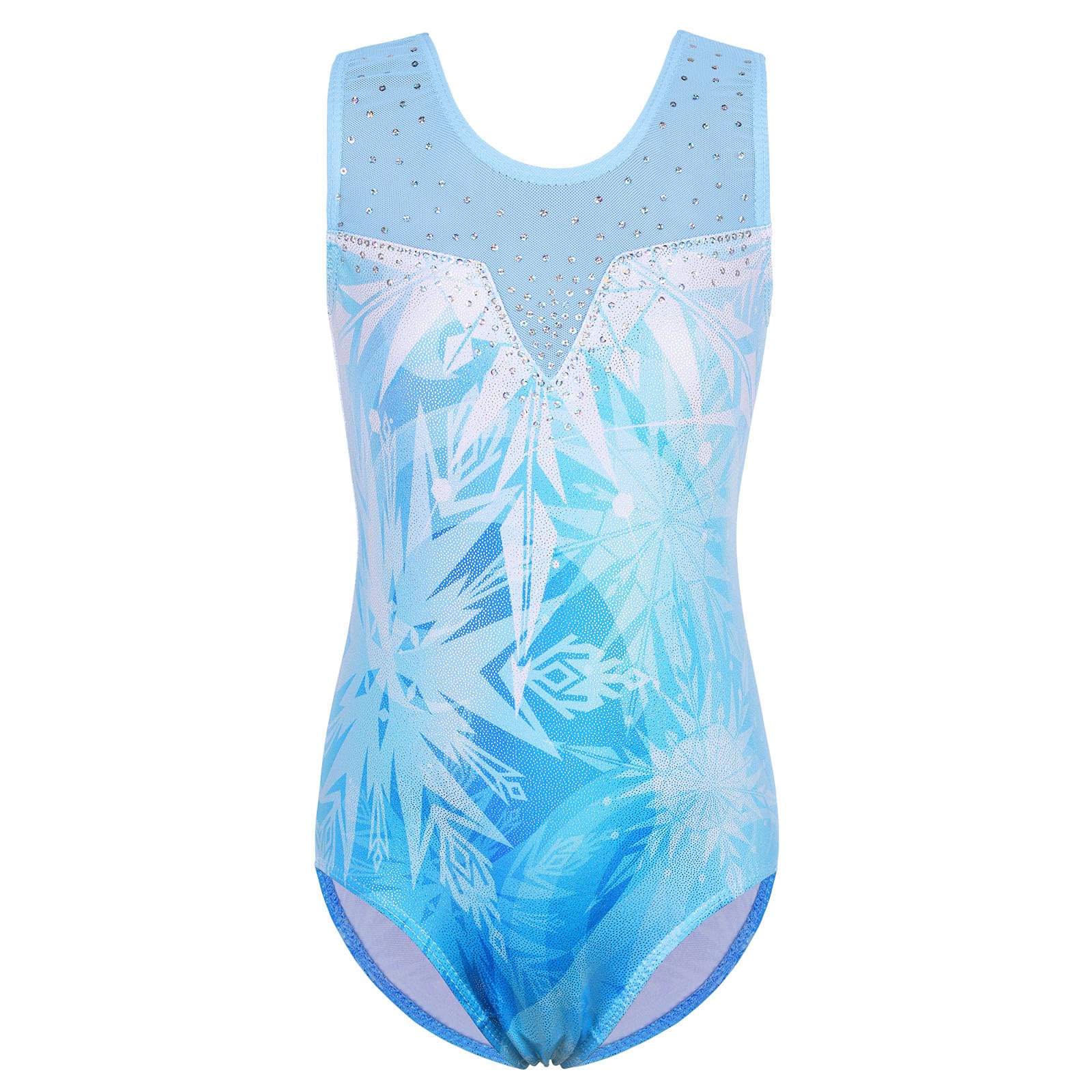 Photo 1 of BAOHULU Gymnastics Leotard for Girls Kids Sparkle One Piece Practice Dance Outfit 3-10 Years B172_BlueSnowflake_6A
