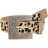 CaySep Women Leopard Print Belt-Fashion Leopard Print Buckles Belt Western Cowgirl Faux Leather Belts for Jeans Dress