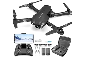DRONEEYE 4DV13 Drone with 1080P HD FPV Camera for Kids Adults,Remote Control Helicopter Quadcopter for Beginners boy Toys Gift,Waypoint Functions,Altitude Hold, Gesture Selfie,3D Flips,2 Batteries,Black