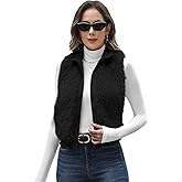 FIOPHY Womens Faux Fur Vest Lapel Collar Sleeveless Zip Up Cardigan Vest Top Fuzzy Coats Jacket Fluffy Outwear with Pockets
