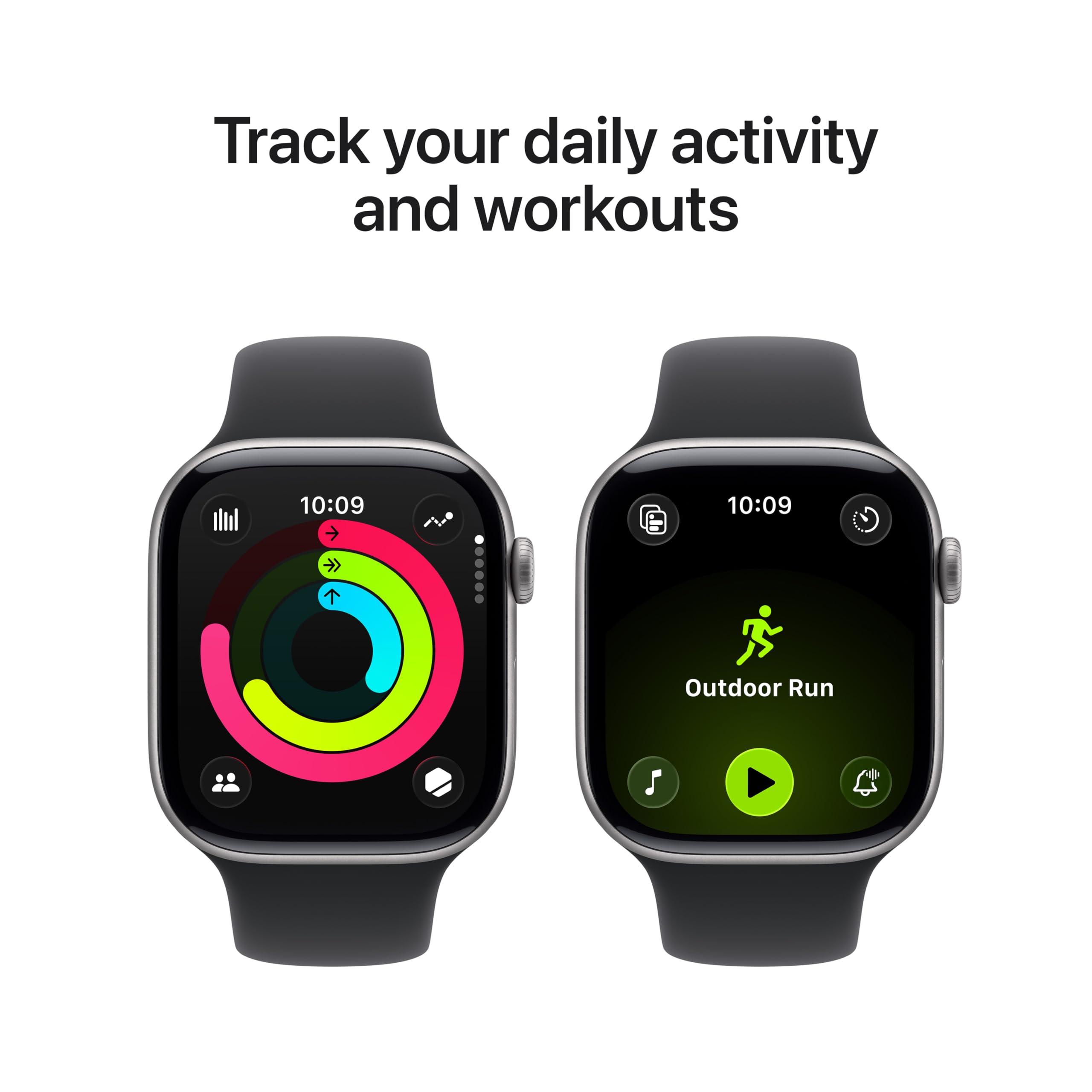 Apple Watch Series 11 GPS 46mm Smartwatch with Space Grey Aluminium Case with Black Sport Band M/L. Sleep Score, Fitness Tracker, Health Monitoring, Always-On Display, Water Resistant
