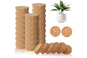 Tezuyok 36 Pcs Invisible Pot Feet, 1.6 * 1.8 Inch Plant Pot feet Risers with Non Slip Surface,Sturdy Cork Plant Pot Feet Solid Corkwood Planter Pot Lifter for Indoor Outdoor Plants Pots