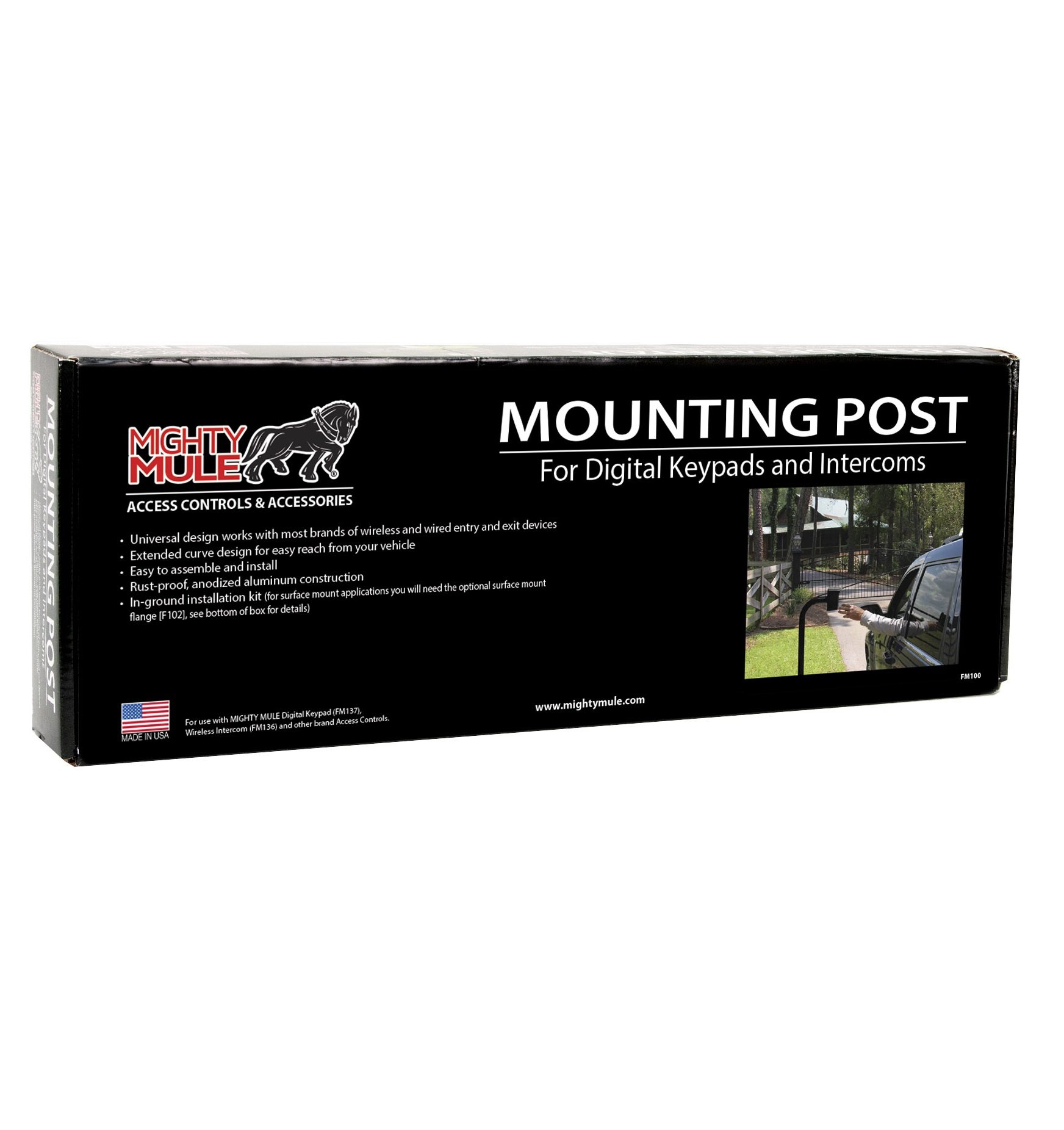 Mighty Mule (FM100) Powder Coated Black Keypad Mounting Post, 22, Black