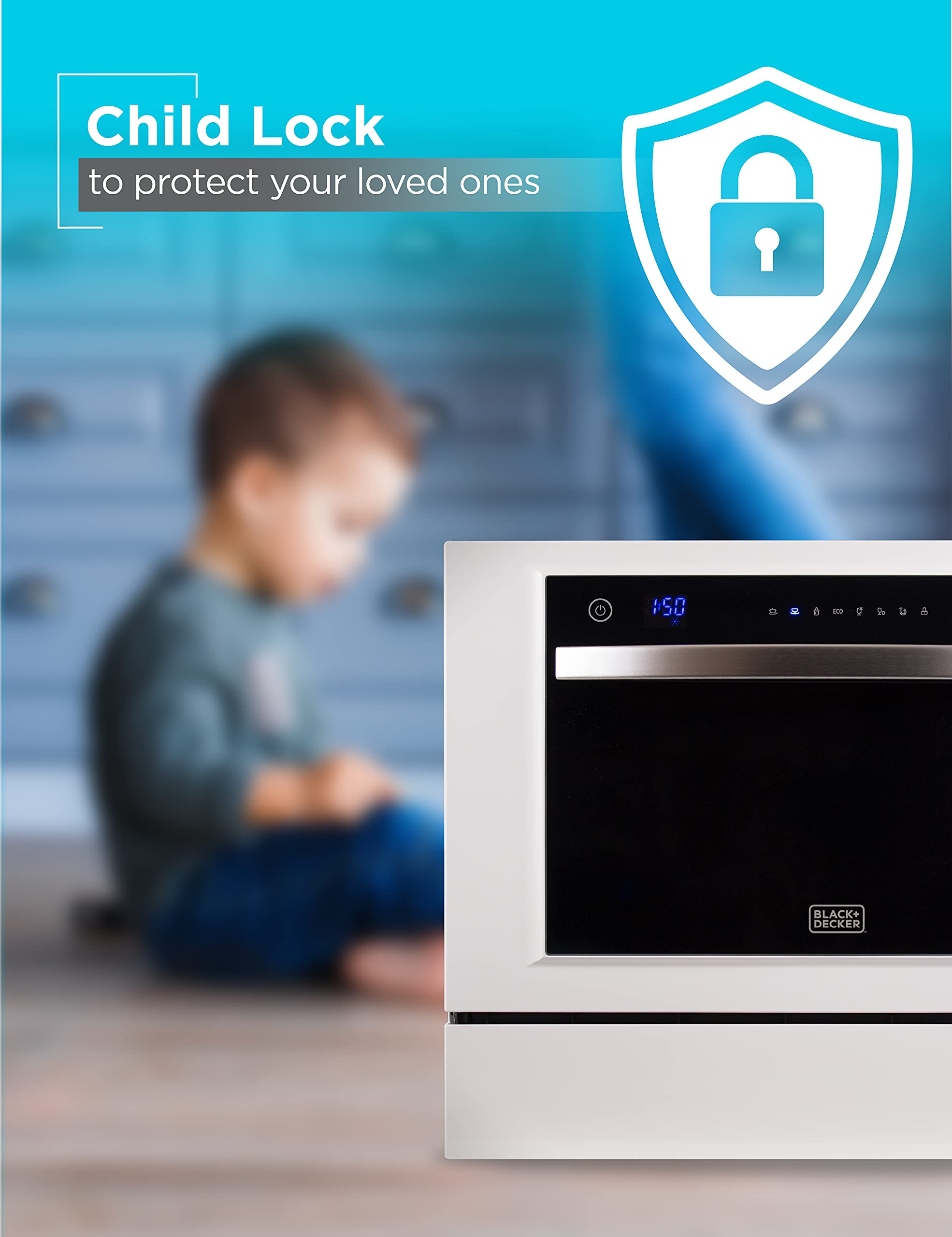 BLACK+DECKER BCD6W 6 Place Setting ENERGY STAR Portable Compact Countertop Dishwasher