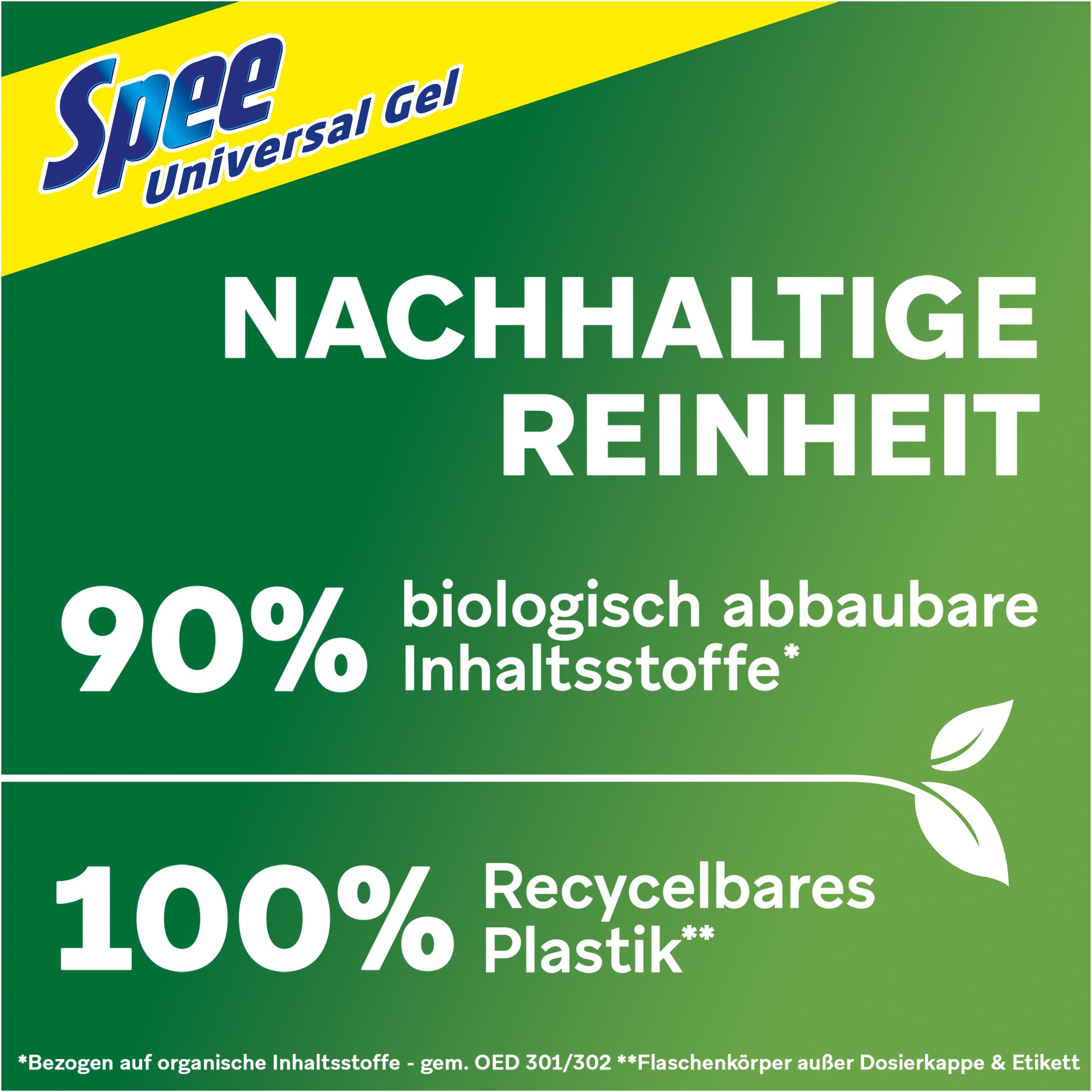 Spee Gel Universal (100 Waschladungen), Flüssigwaschmittel mit 4 in 1 Formel, Waschmittel vereint Reinheit, Strahlkraft, Frische & Nachhaltigkeit, 20° - 95° C 6
