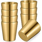 Mimorou 8 Pack Stainless Steel Insulated Cup 8.8 oz Metal Tumbler Double Wall Vacuum Water Glasses Camping Reusable Mugs BBQ Home Office Party Coffee(Gold)
