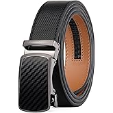 GAEKEAO Mens Belt Leather 1 3/8" - Micro-Adjust Buckle Ratchet Belts for Men Trim to Fit Dress Casual to Formal Gift Boxed