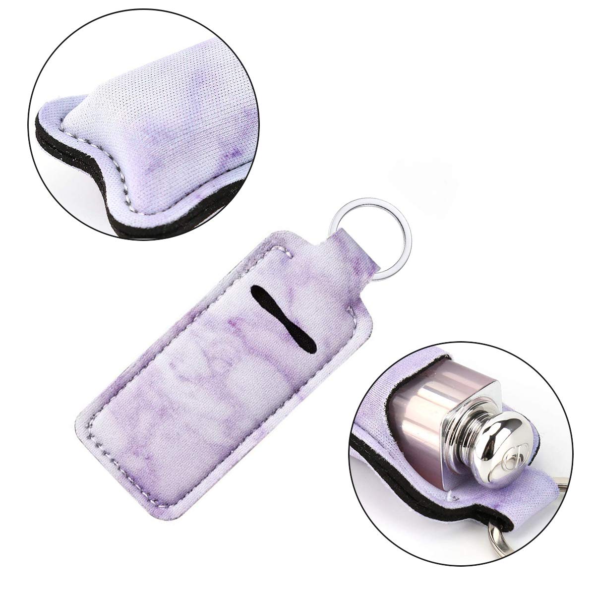 10 Pack Marble Chapstick Holder Keychain Lipstick Holder Keychains Chapstick Keyring Holder and Key Chain Lanyard Wristlet for Chapstick Tracker Safeguard (Marble A)
