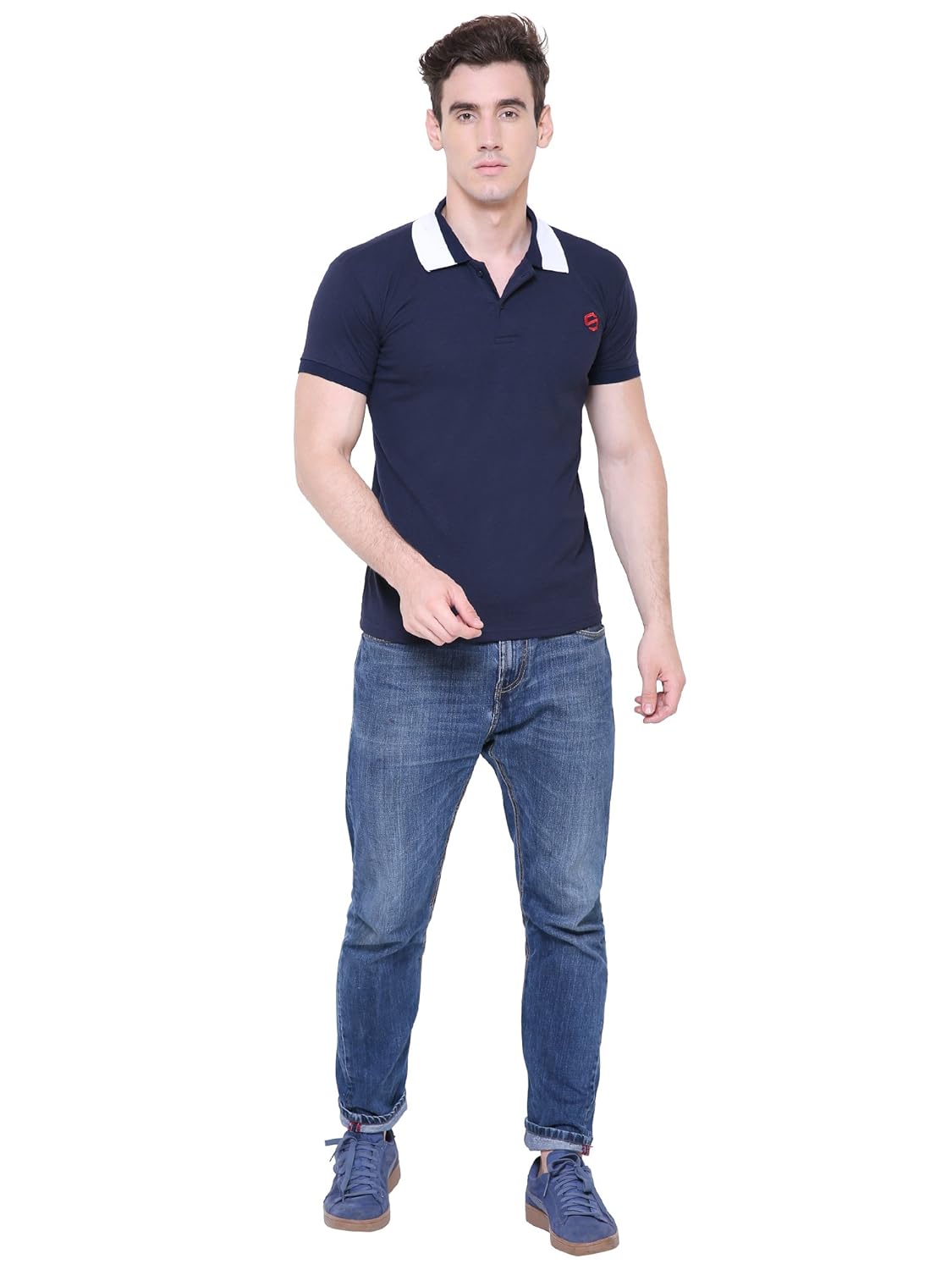 scatchite navy blue stylish matte polo tshirt