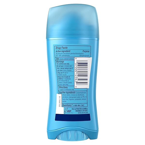 SECRET ANTIPERSPIRANT AND DEODORANT FOR WOMEN, 24HR SWEAT & ODOR PROTECTION, PH BALANCED PROTECTION, GENTLE ON SKIN, INVISIBLE SOLID, POWDER FRESH SCENT, 2.6 OZ (PACK OF 3)