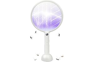 Swift Catch Electric Fly Swatter, Bug Zapper, Flies Killer, Rechargeable Mosquito Killer with Purple Mosquito Light, Base, Digital Display for Indoor Outdoor Home Office Backyard Patio Camping