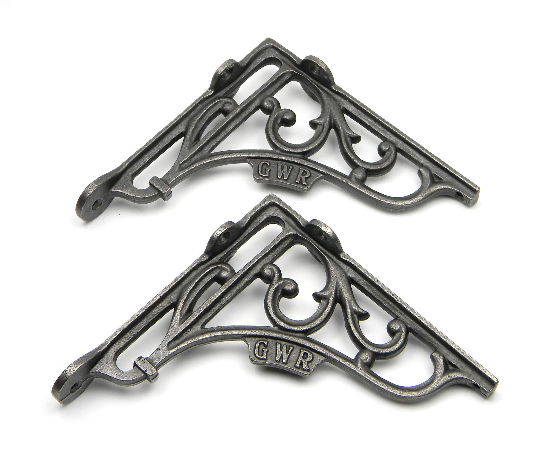 Pair of Shelf Brackets GWR Cast Antique Iron 150mm x 150mm / 6" x 6"