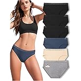 Haiwin Women's Cotton Underwear Hipster Panties 6 Pack – Low Rise Bikini Briefs