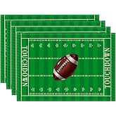 Artoid Mode Field Green Football Placemats Set of 4, 12x18 Inch Rugby Sport Fall Table Mats for Outdoor Home Party Kitchen Dining Decoration