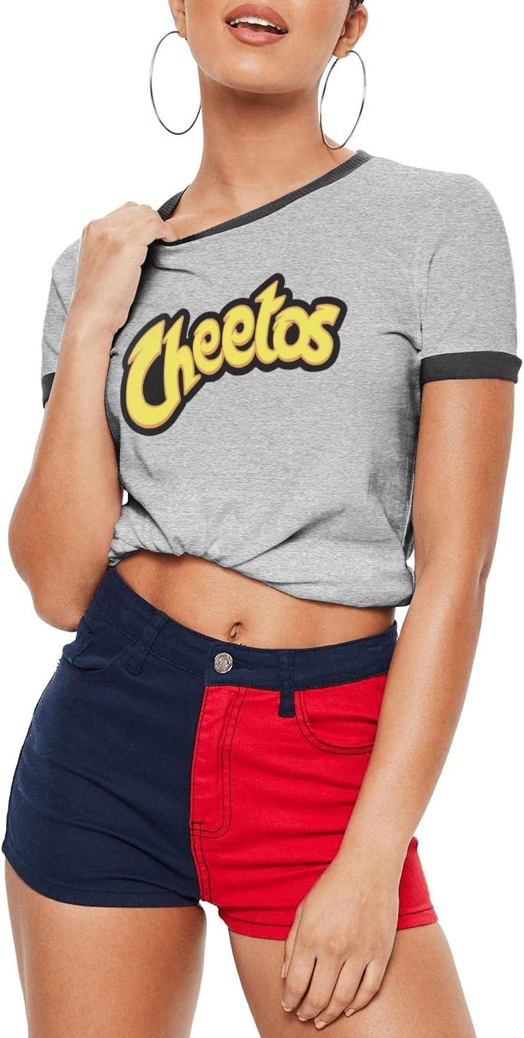 TUOUOUTR Womens Cheetos-Logo Short Sleeve T Shirt Crew Neck Customized Shirts Funny T Shirts Biker