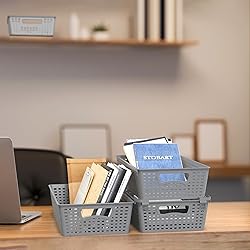 Simple Houseware Stackable Plastic Woven Basket