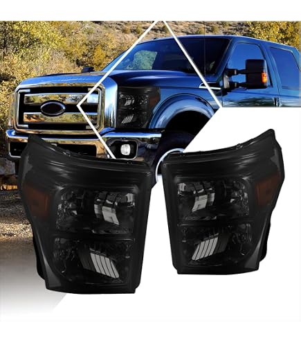 SOCKIR Juego De Montaje De Faros Compatibles Con Ford F-250 F-350 F-450 F-550 Super Duty Para El Lado Del Pasajero Y Del Conductor 2011-2016 Con Bombillas (carcasa Negra Con Reflector Transparente