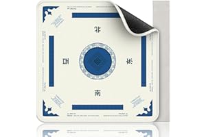 RENACO GIFT COMPANY [WHITE] – Mahjong Mat for Table 31.5 Inch Extra Large Neoprene Non Slip Noise Reduction Foldable Mahjong Mats with Rules Beginner Friendly Mahjong Table Mat for American Mahjong Card Poker Board Games