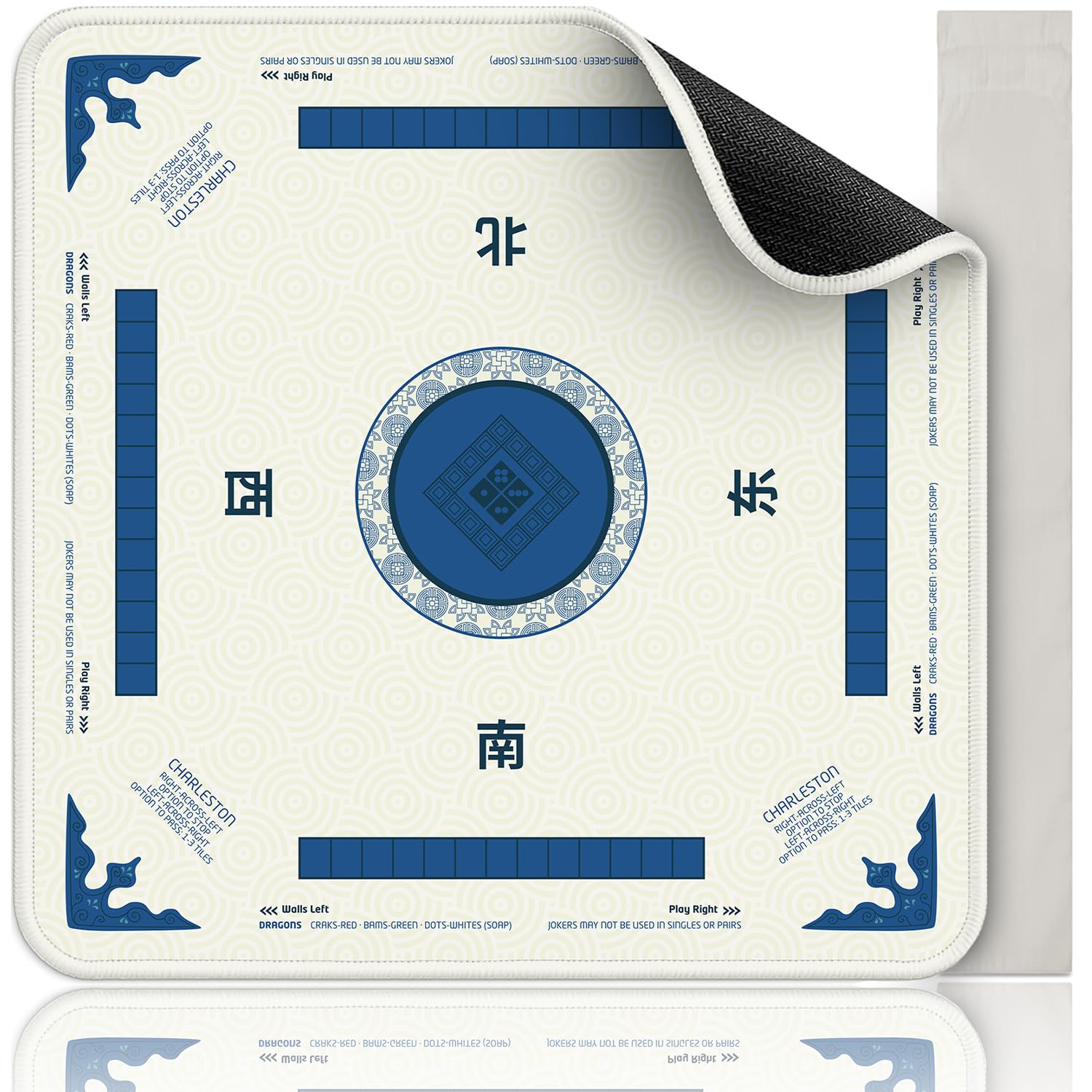 Photo 1 of [WHITE] – Mahjong Mat for Table 31.5 Inch Extra Large Neoprene Non Slip Noise Reduction Foldable Mahjong Mats with Rules Beginner Friendly Mahjong Table Mat for American Mahjong Card Poker Board Games