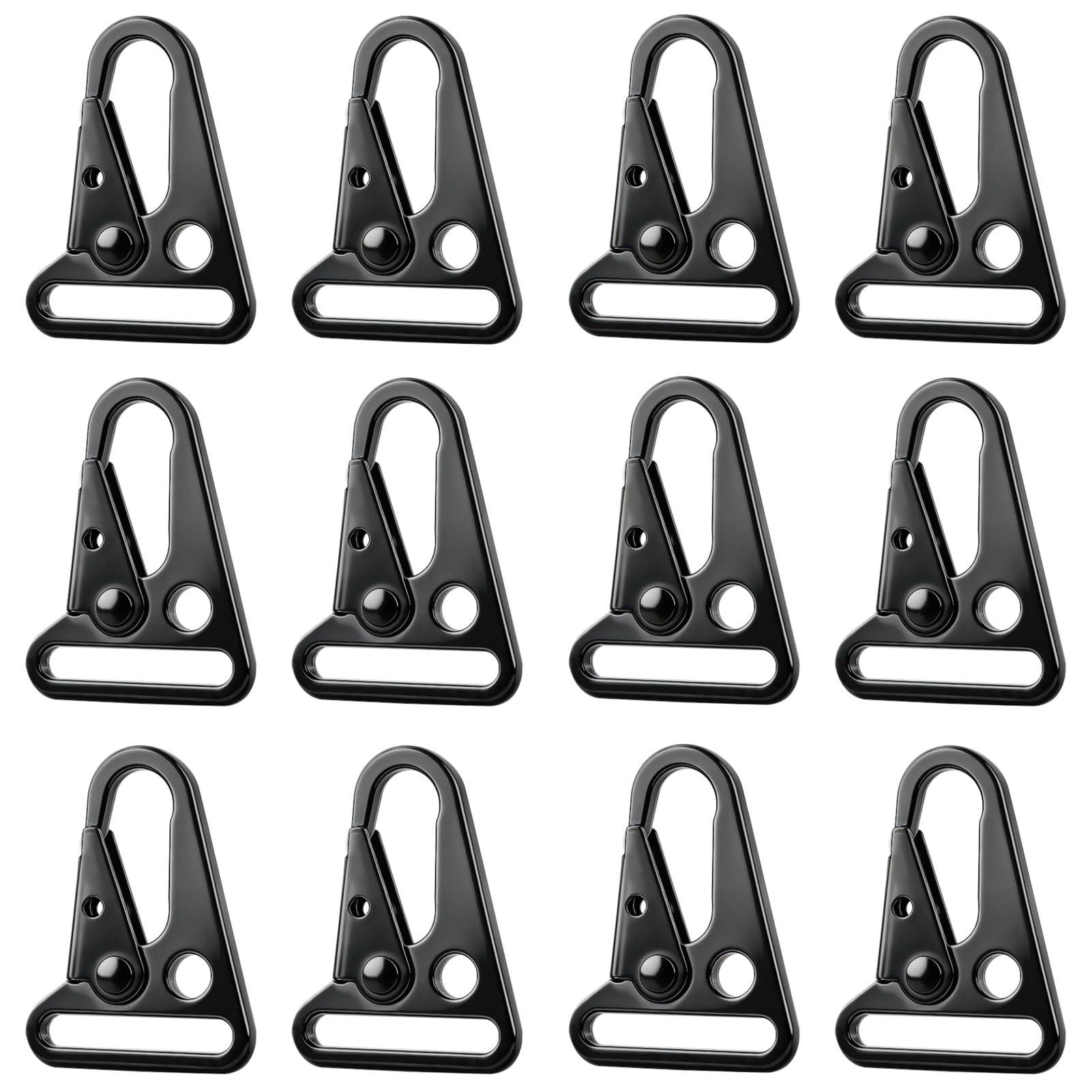 Azarxis Tactical Gear Clip Nylon Belt Webbing Metal Key Ring Holder Hanging Buckle Multi Purpose Durable Tactical Backpack Molle Clip for Backpack Bag Belt Camping Hiking Outdoor (32mm - Pack of 12)