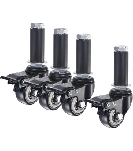Pipe Decor Mounted Swivel Caster Wheels For Wood Furniture With Locking Mechanism (4-Pack