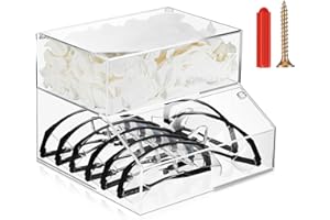 LOYIM Acrylic Safety Glasses and Glove Holder Dispenser- 2 Compartment Container with Lid Clear Safety Glasses Holder Glove Storage Case, Stand or Wall Mount for Lab Supply, 9 x 8.6 x 6.3 Inch