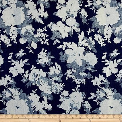 printed denim fabric by the yard