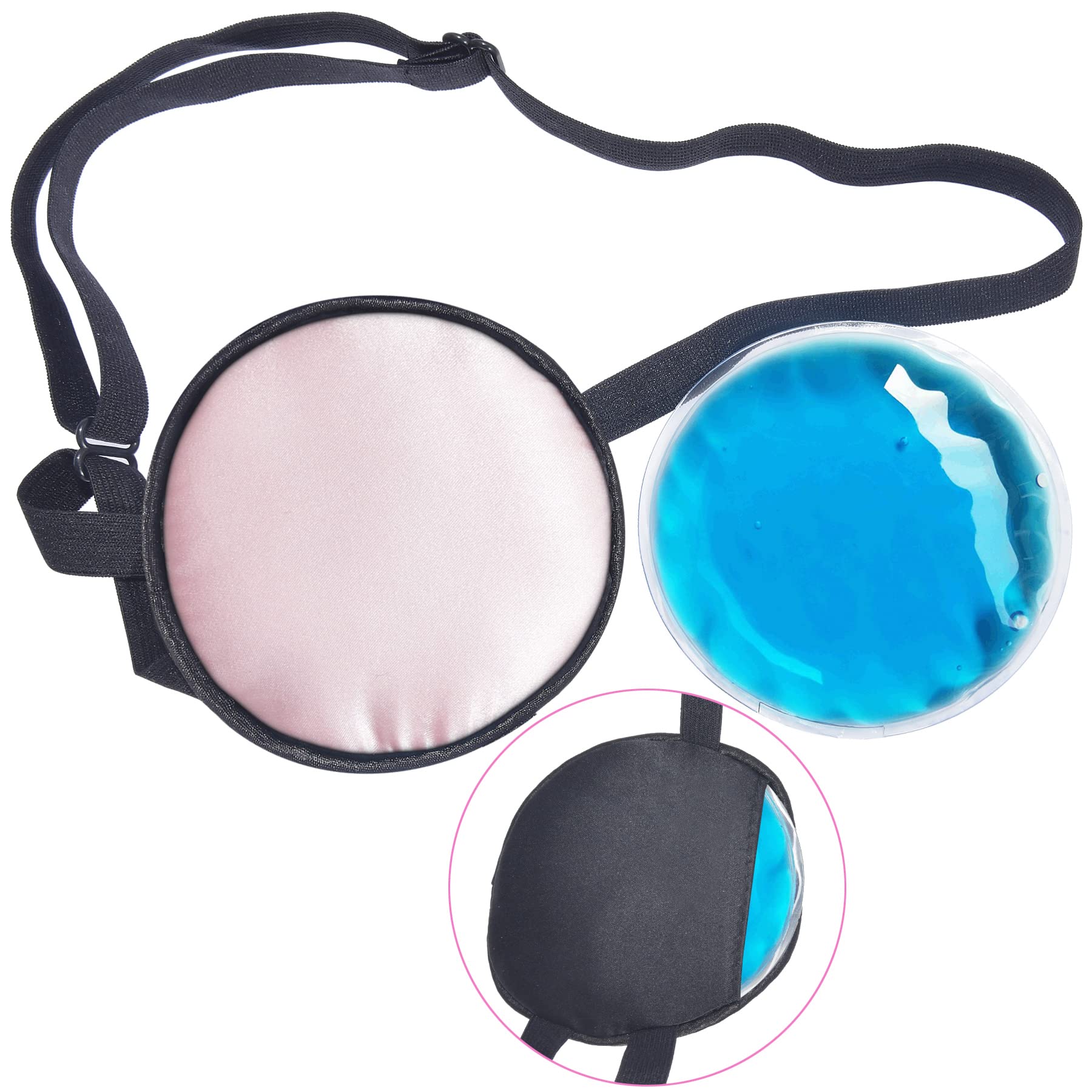 Photo 1 of Cooling Eye Patches for Puffy Eyes, Pure Silk Ice Eye Patch, Single Eye Mask, Medical One Eye Cover Cold Hot Therapy Strabismus Lazy Eyes After Surgery Adult Kid Pirate Eyepatch (Pink)