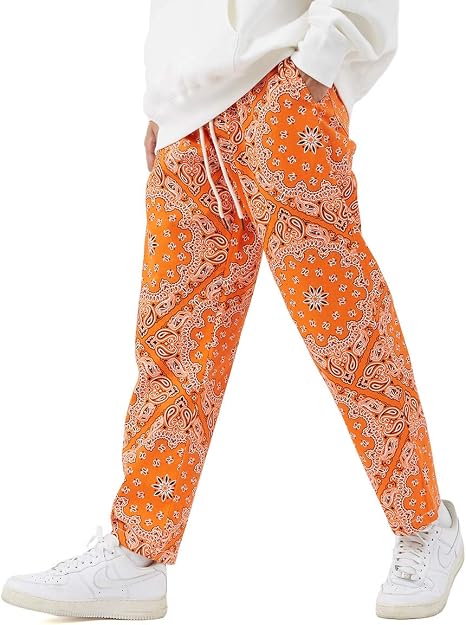 Amazon シェフパンツ メンズ ワイドシルエット バンダナ柄 イージーパンツ セットアップ可 ワイドパンツ ペイズリー柄 大きいサイズ オーバーサイズ Gracias ロングパンツ 通販