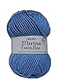 Superwash 100% Merino Wool Yarn for Knitting and Crocheting, 3 or Light, DK, Leight Worsted Weight, Drops Merino Extra Fine, 1.8 oz 115 Yards per Ball (19 Light Grey Blue)