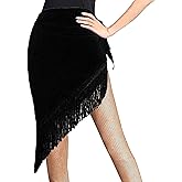 Ladies Latin Dance Fringed Triangle Hip Scarf Women High-Split Tassel Wrap Skirt Rumba Dancing Costume for Salsa Cha-cha