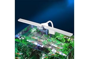PUEUTU LED Aquarium Light Full Spectrum Clip Fish Tank Light Plants Light 360° Adjustable 2 Light Bar Super-Bright 6W Suitable for 10-30 Gal Fish Tank