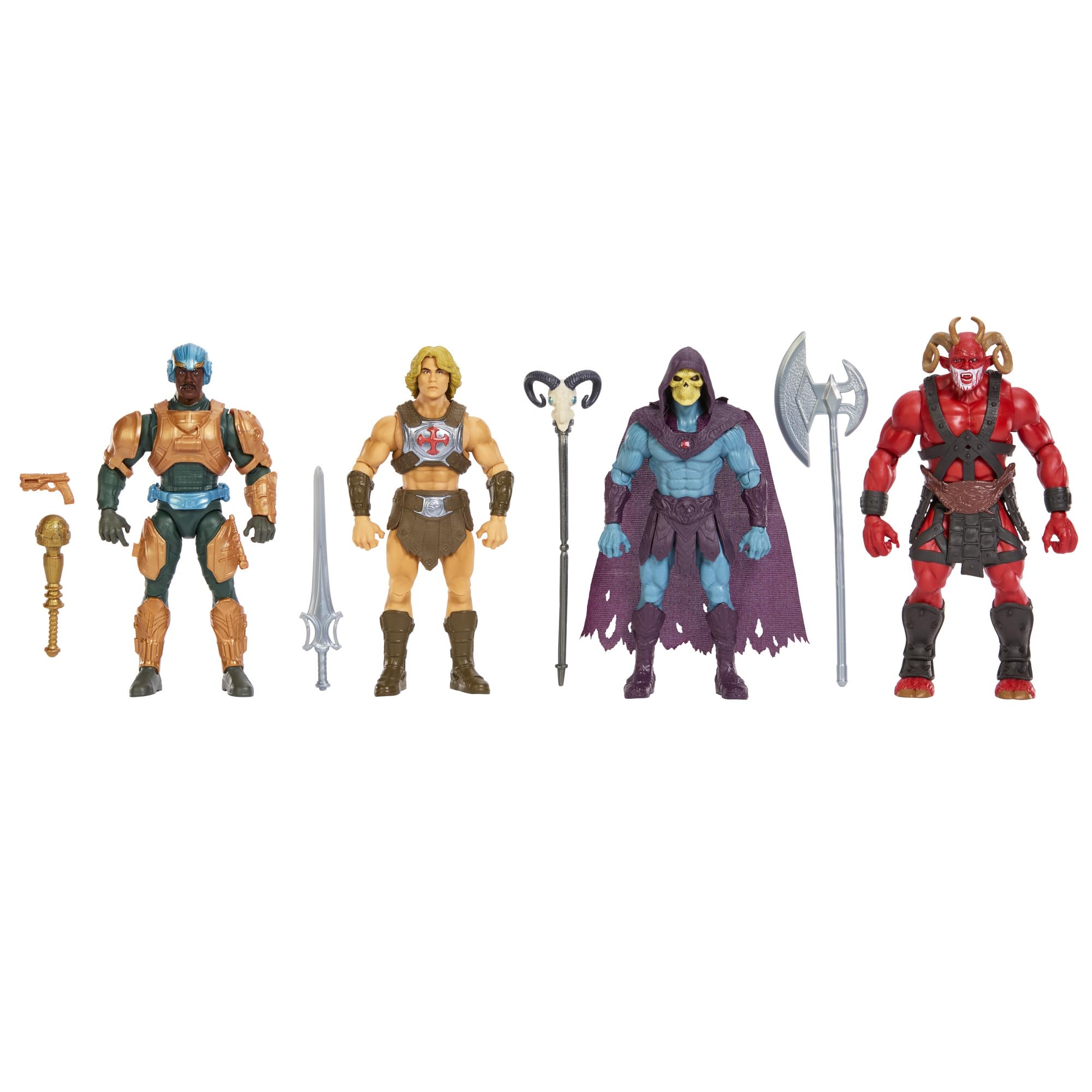 Masters of the Universe Actionfigur-Spielzeug Viererpack, ca. 14 cm, detailgetreu zum Film von 2026 mit 1 exklusivem Inhalt, 14 Bewegungspunkte, Galitzine Elba Björnsson, JKJ33