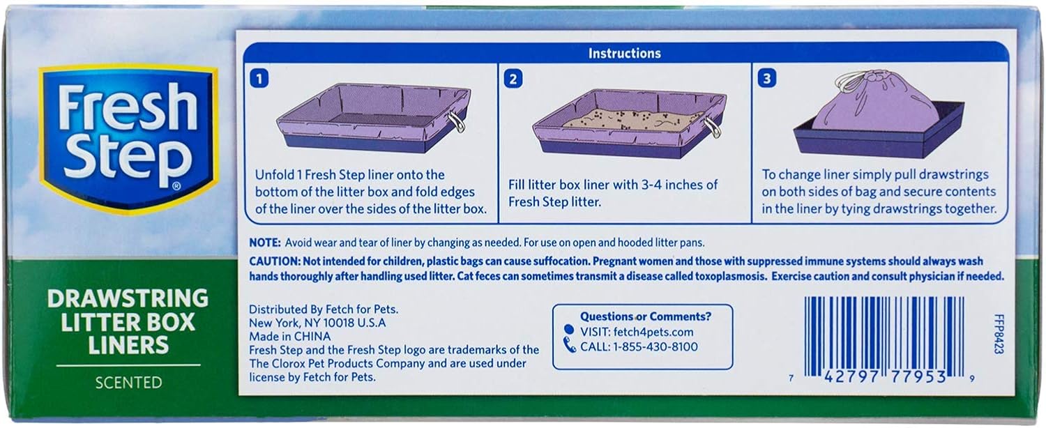 Fresh Step Drawstring Litter Box Liners Scented, Large Size 30" x 17