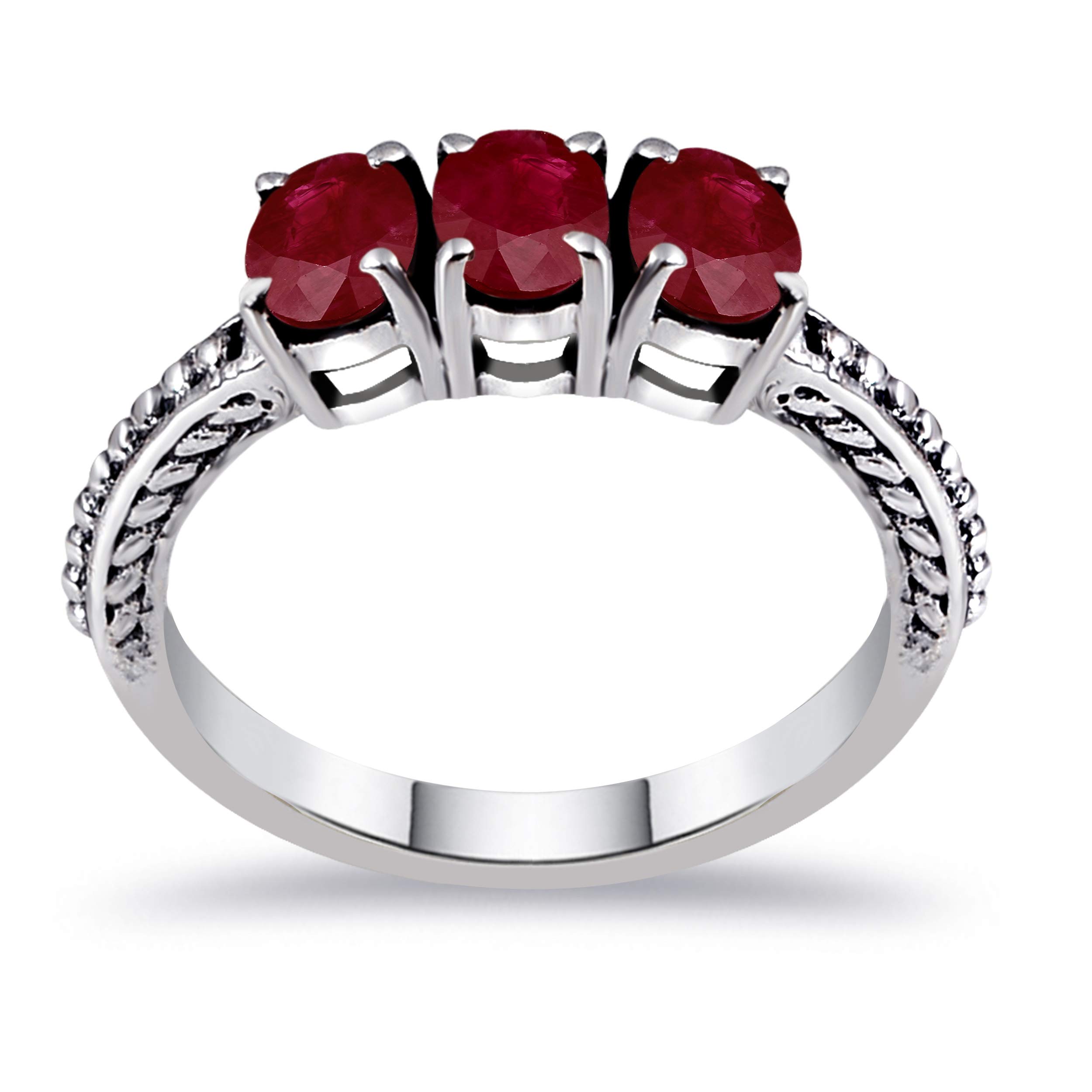 Orchid Jewelry 925 Sterling Silver Natural Amethyst Emerald Ruby Sapphire 3 Stone Ring Sparkle Jewellery For Women Valentine S Day Engagement Birthday Gifts For Her Size P1 2 J L N R O Buy Online In Botswana At