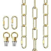 garini 10 Feet Gold Light Fixture Chain, Adjustable Metal Pendant Chandelier Chain Extension with Detachable Link, Maximum Load is 66 Pounds