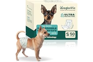 WAGORIFIC Dog Diapers for Male Dogs: Leakproof, Adjustable, Soft, and Breathable Disposable Diapers for Male Doggie – Perfect for Incontinence, Training, and Travel – 50 Pack Size S