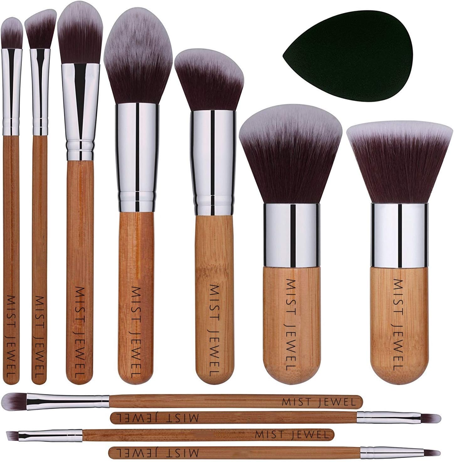 Set Brochas de maquillaje bambu orgánicas estilo Kabuki ecologicas para