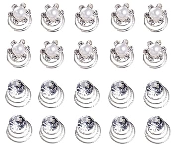 Amazon Com Alphaacc 20pcs Clear Crystal And Pearl Swirl Hair